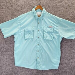 Bimini Bay Shirt Men's 3XL Light Blue Short Sleeve Button Down Vented Fishing